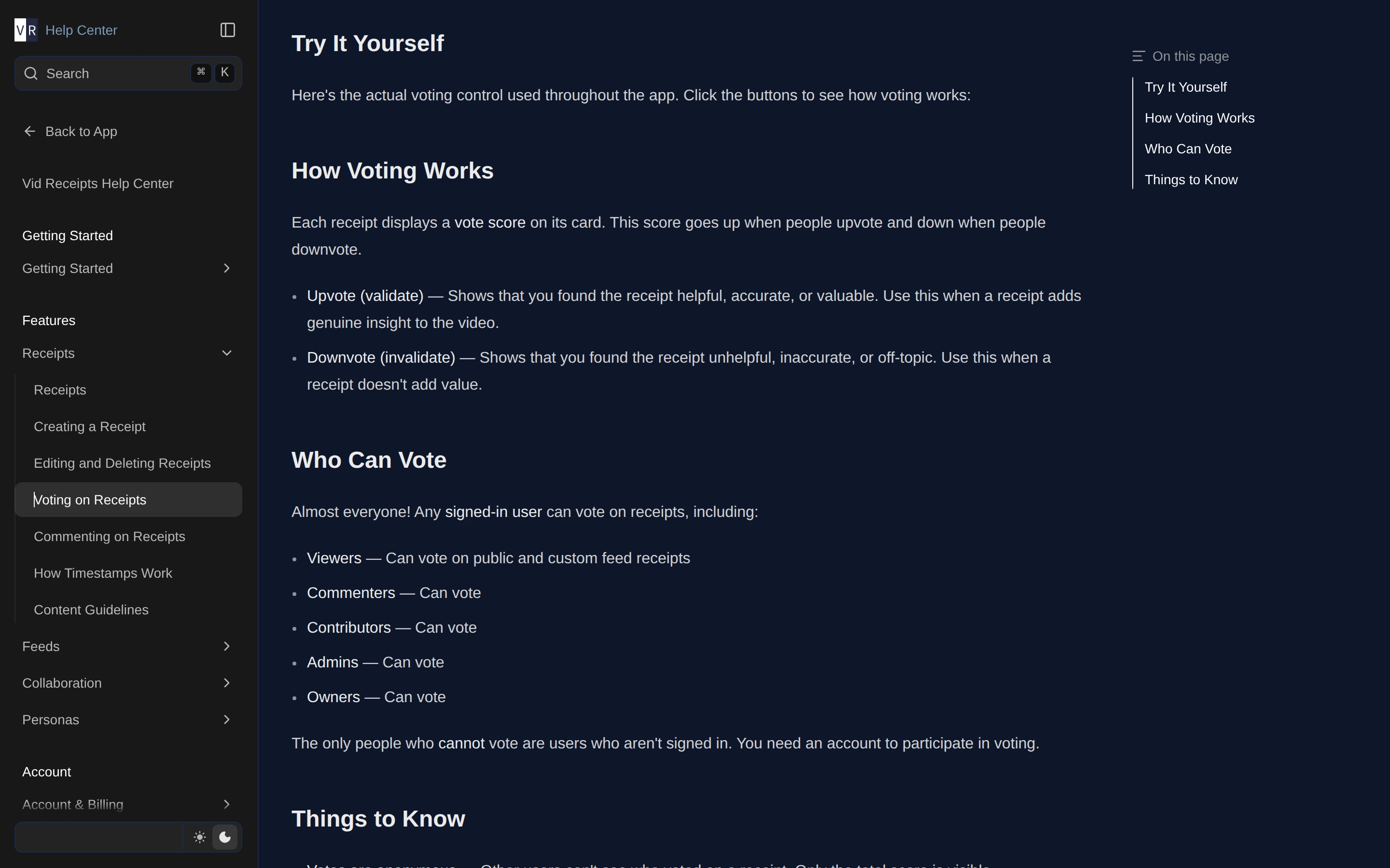 The voting interface as it appears in the app